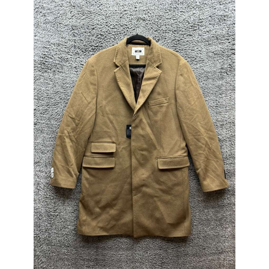 Nwt Joseph Abboud Single-Breasted Wool Blend Overcoat Camel Mens Size 42r